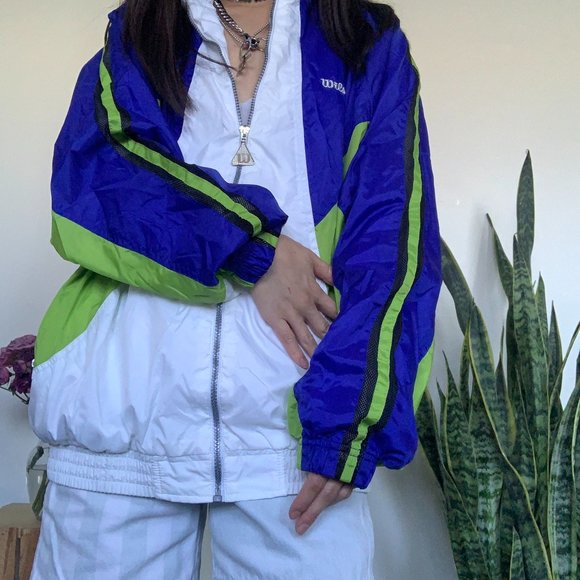 Vintage Wilson Green, Blue + White Colorblock Wind - Picture 5 of 5